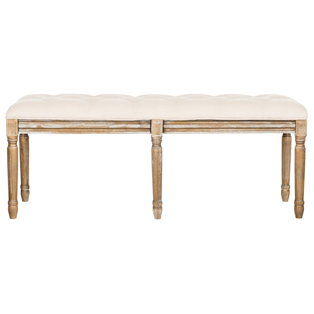 Rocha Tufted Traditional Wood Bench - Beige - Safavieh | Target