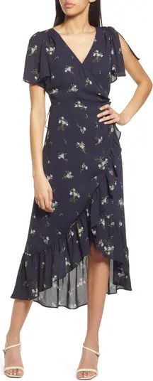 Flounce Floral Print Chiffon Faux Wrap Dress | Nordstrom