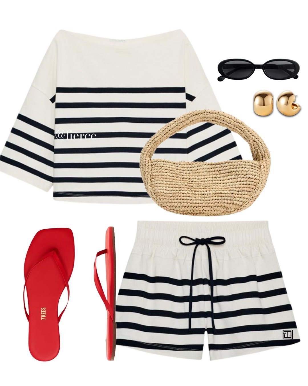 Striped co-ord matching shorts set red thong sandals mini raffia bag casual resort wear beach holiday outfit

#LTKuk #LTKsummer #LTKtravel