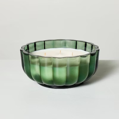 Scalloped Glass Cypress & Santal Christmas Jar Candle Dark Green - Hearth & Hand™ with Magnolia | Target