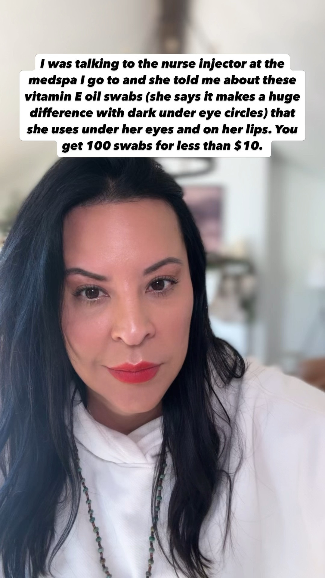 As soon as the nurse injector at the med spa told me about these vitamin E swabs, I ordered immediately. I’m willing to try anything to help with my under eyes! You get 100 swabs for less than $10  

#LTKBeauty #LTKOver40 #LTKMidsize