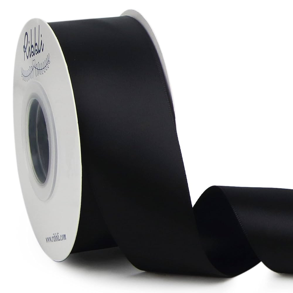 Ribbli Black Double Faced Satin Ribbon,1-1/2” x Continuous 25 Yards,Use for Bows Bouquet,Gift W... | Amazon (US)
