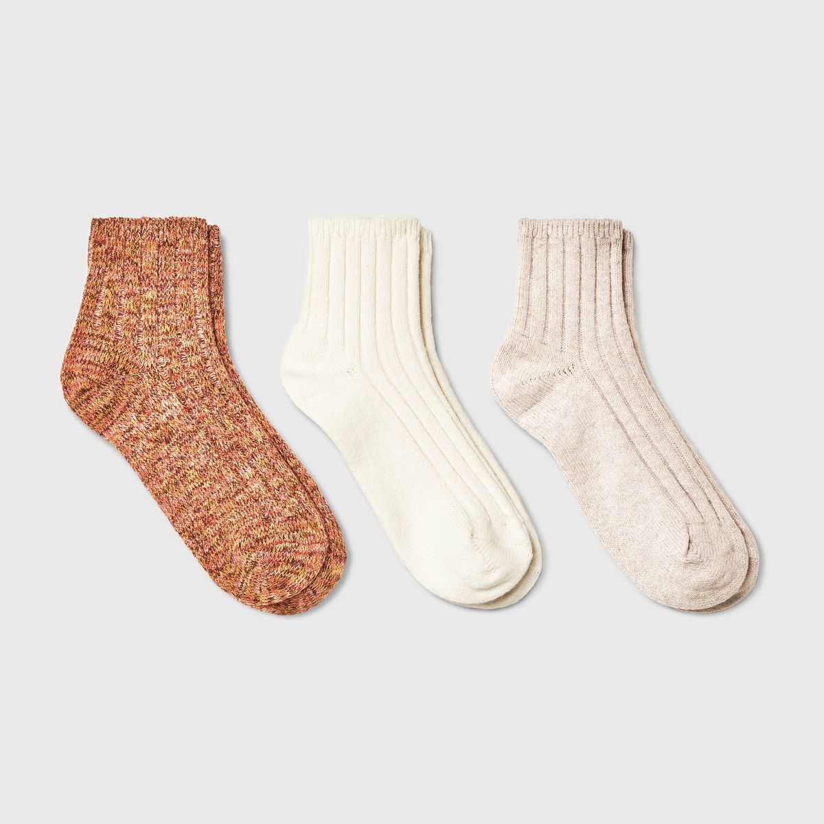 Women's Four Color Marled and Solid Ribbed 3pk Ankle Socks - Universal Thread™ 4-10 | Target