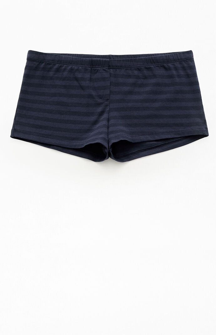 John Galt Women's Blue & Black Striped Boxer Boyshorts in Blue/Black | PacSun