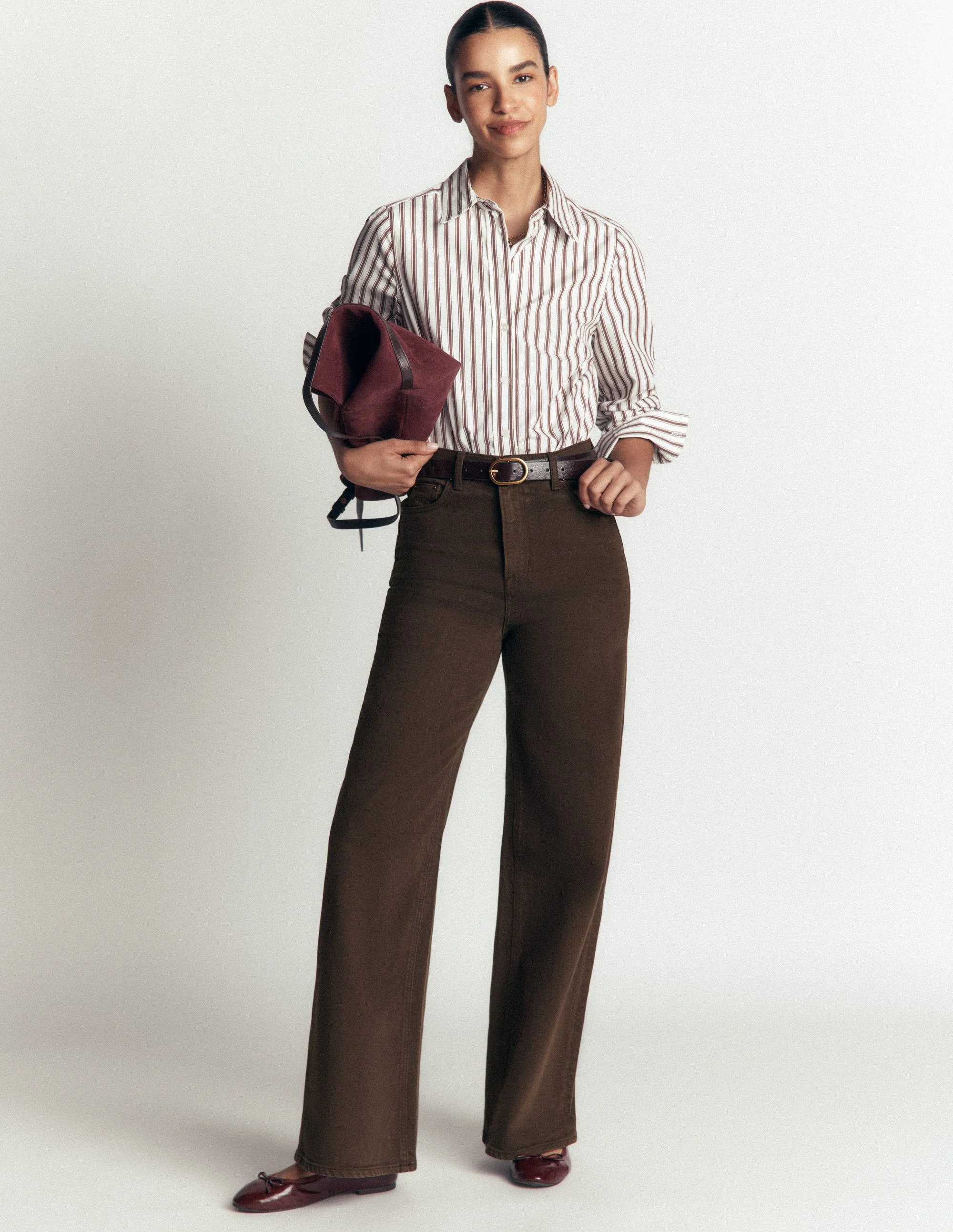 Boden Women's High Rise Wide Leg Jeans in Brown | Size 25 | Boden (US)