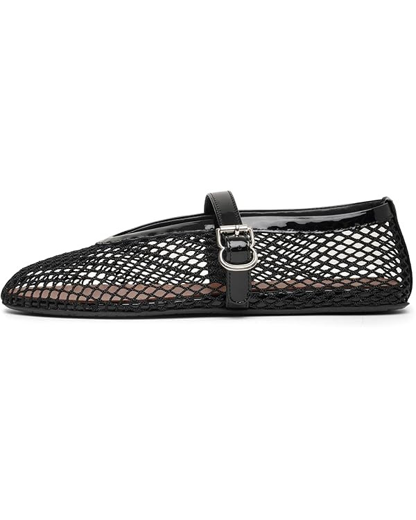 MICIFA Women's Mesh Ballet Flats Fishnet Ballerina Flats Buckle Strap Mary Jane Flats Causal Dail... | Amazon (US)