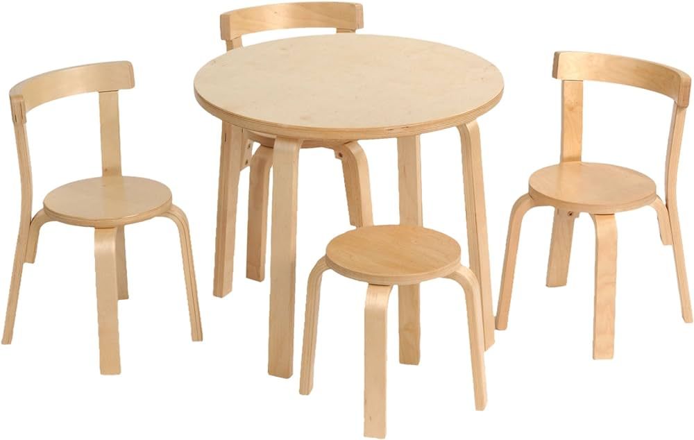 Kids Table and Chair Set - Play with Me Toddler Table with 3 Chairs and Adult Stool for Arts & Ac... | Amazon (US)
