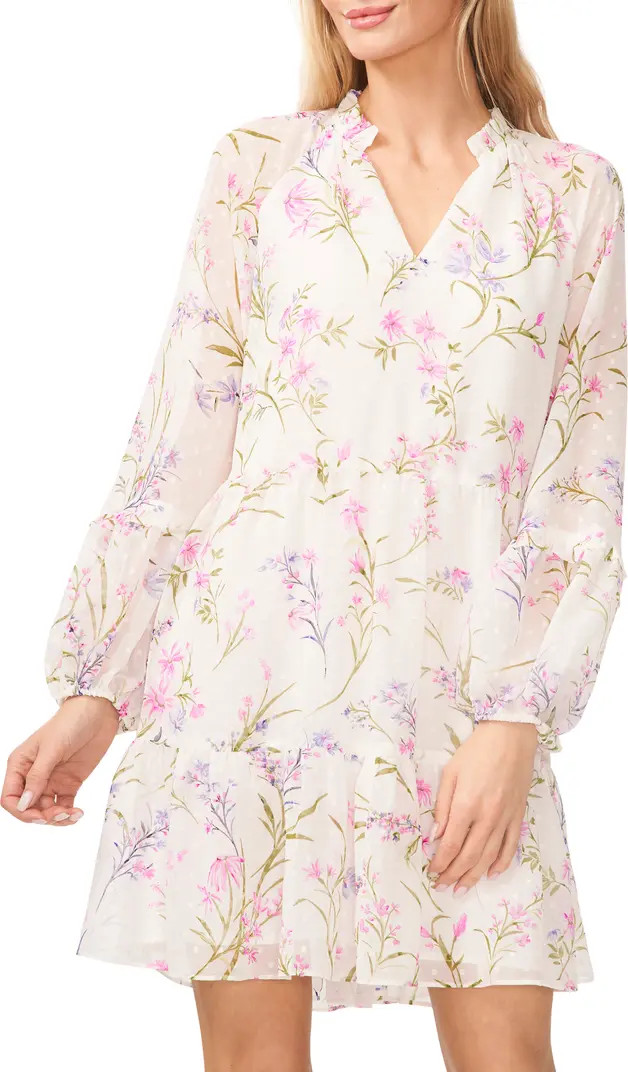 Floral Print Long Sleeve Babydoll Dress | Nordstrom