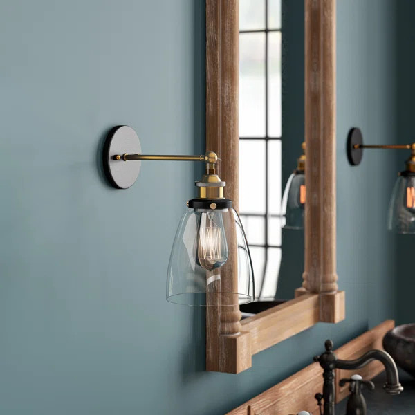 Matte Black/Bronze Finlayson 1-Light Dimmable Armed Sconce | Wayfair North America