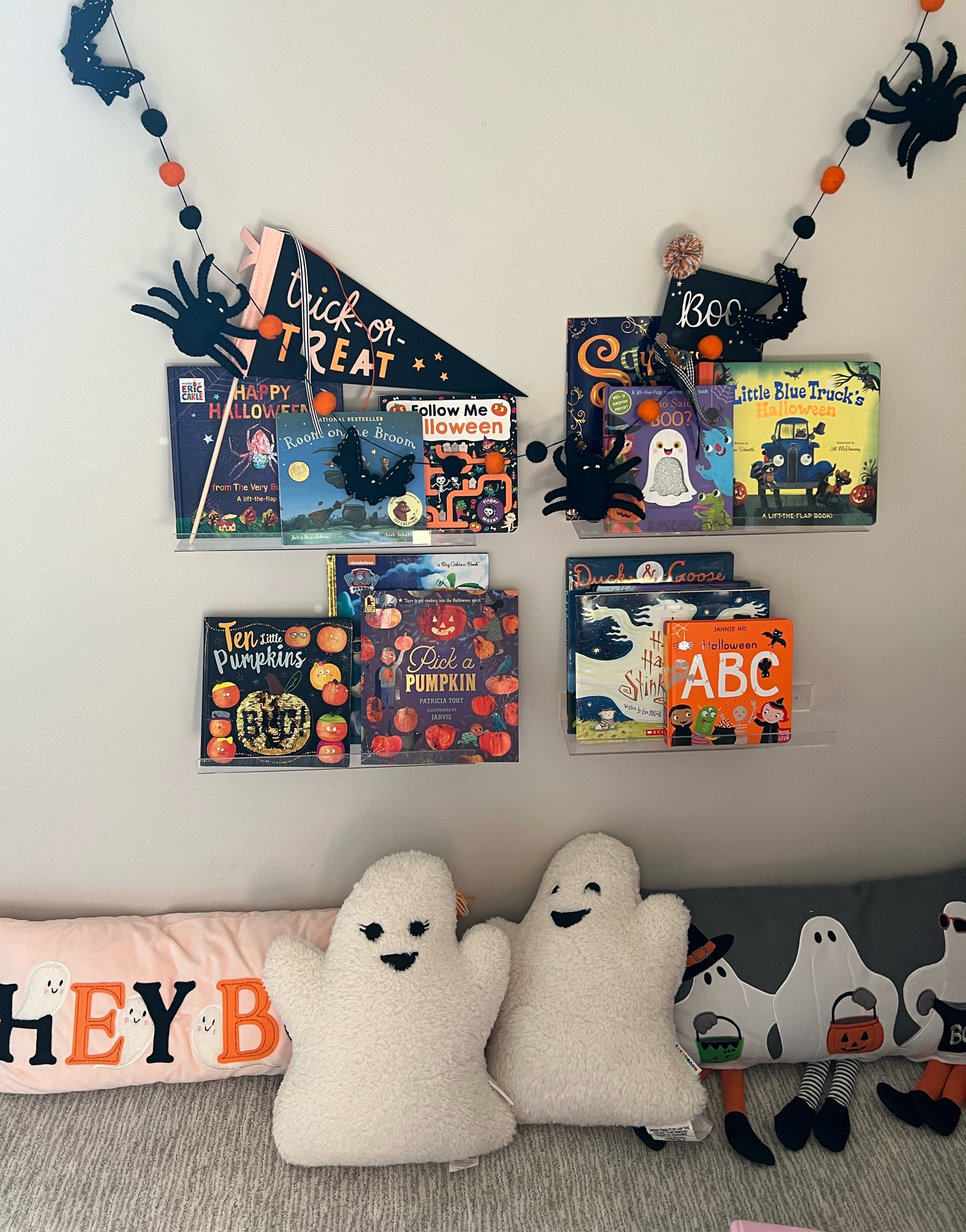 Kids Toddler Halloween Books Reading Nook Pillows Pumpkin Ghosts Banner Pennant 

#LTKSeasonal #LTKKids #LTKHalloween
