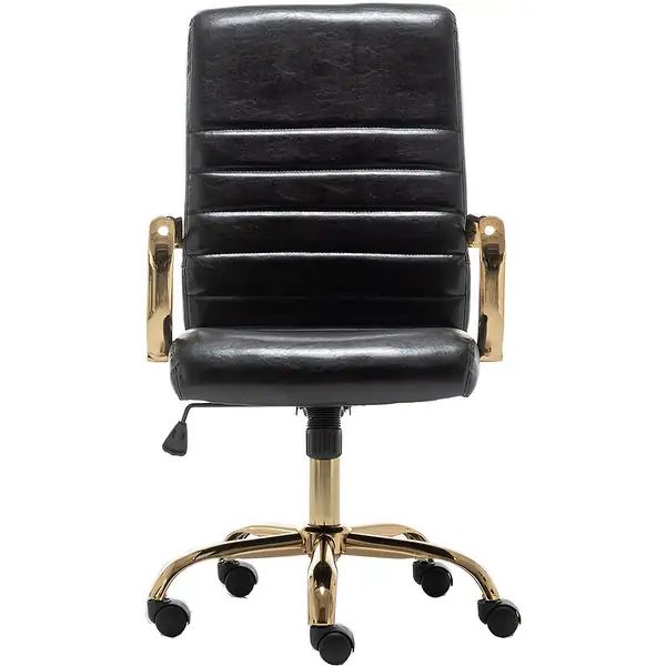 Adjustable Faux Leather Home Office Golden Arms Executive High Back Manager Desk Chair Black - Be... | Bed Bath & Beyond