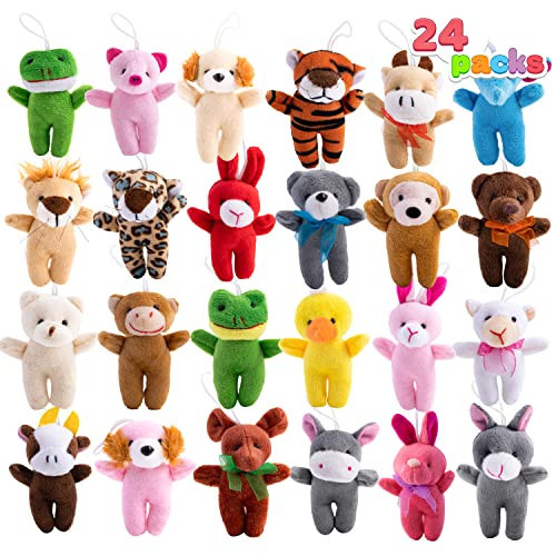 JOYIN 24 Pcs Mini Animal Plush Toys (24 Units 3" Each), Stuffed Animal Bulk for Kids Birthday Party Favors, Presents, Pinata Fillers, Goodie Bag Fillers, School Prizes, Christmas Goodie Bags | Amazon (US)