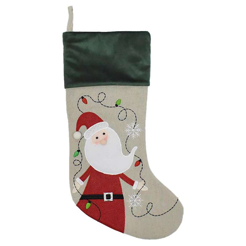 Santa Stocking with Green Cuff, 20" | At Home