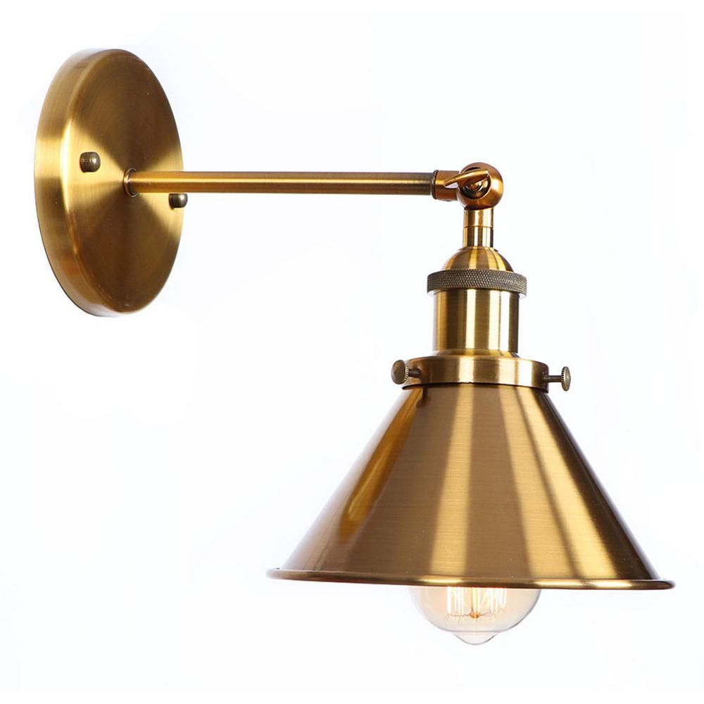 YZZY LLC 1-Light Brass Sconce Hardwired Wall Lighting Fixture with Swing Arm | The Home Depot