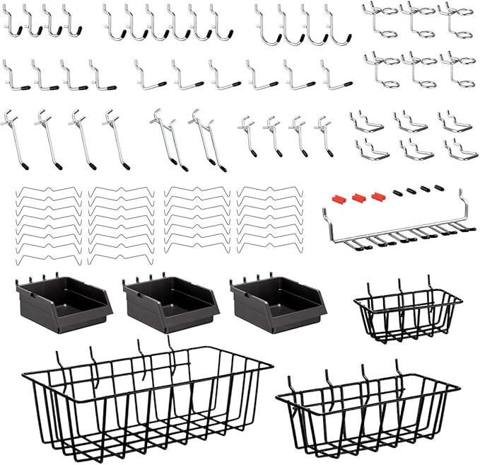 90PCS Peg Board Holders, 1/4 Inch Extra Thick Pegboard Hooks Storage Organizer with 3 1/8 Inch St... | Amazon (US)