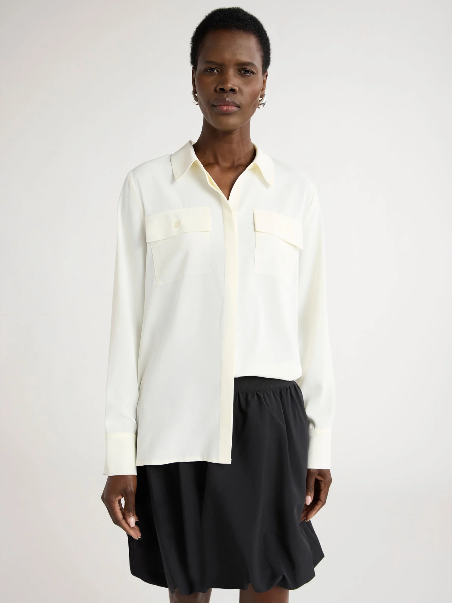 Scoop Women’s Ultimate Button Down Blouse with Two Pockets, Sizes XS-4X | Walmart (US)