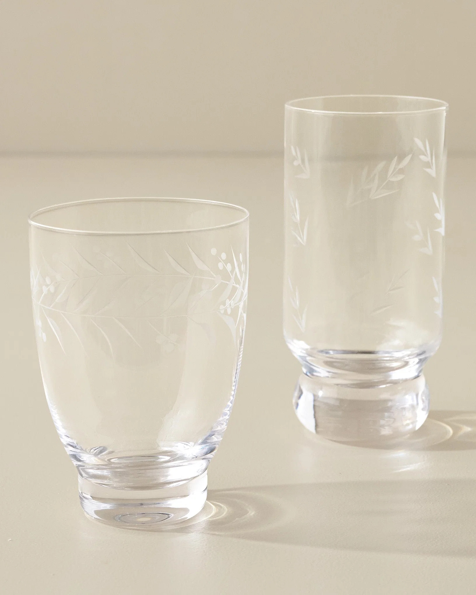 Vintage-Inspired Etched Glass Tumbler | Magnolia