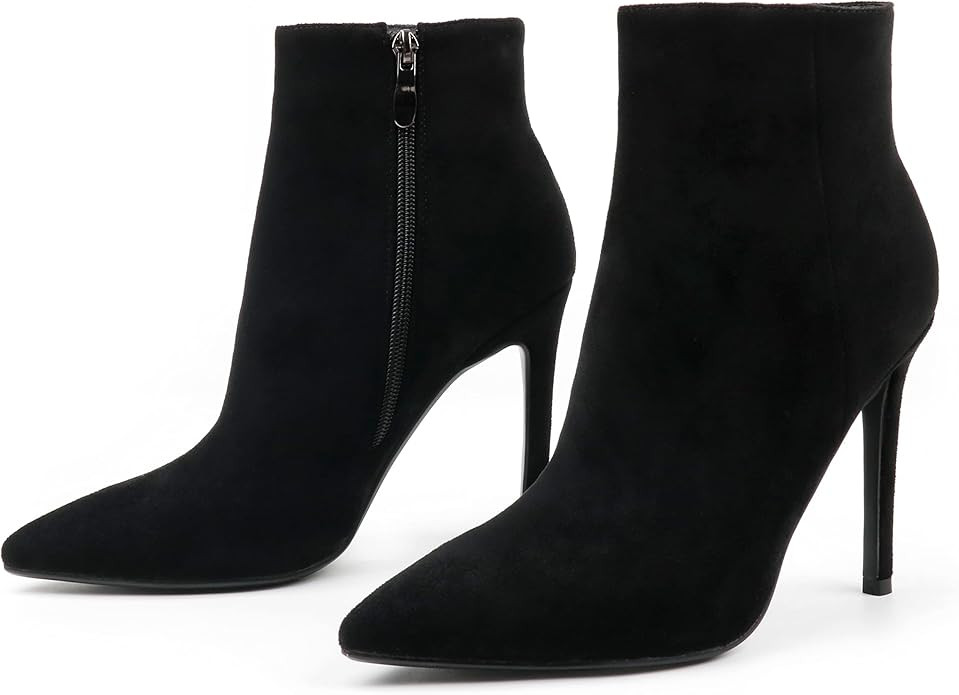 Ankle Boots for Women Stiletto High Heel Pointed Toe Boots with Zipper | Amazon (US)