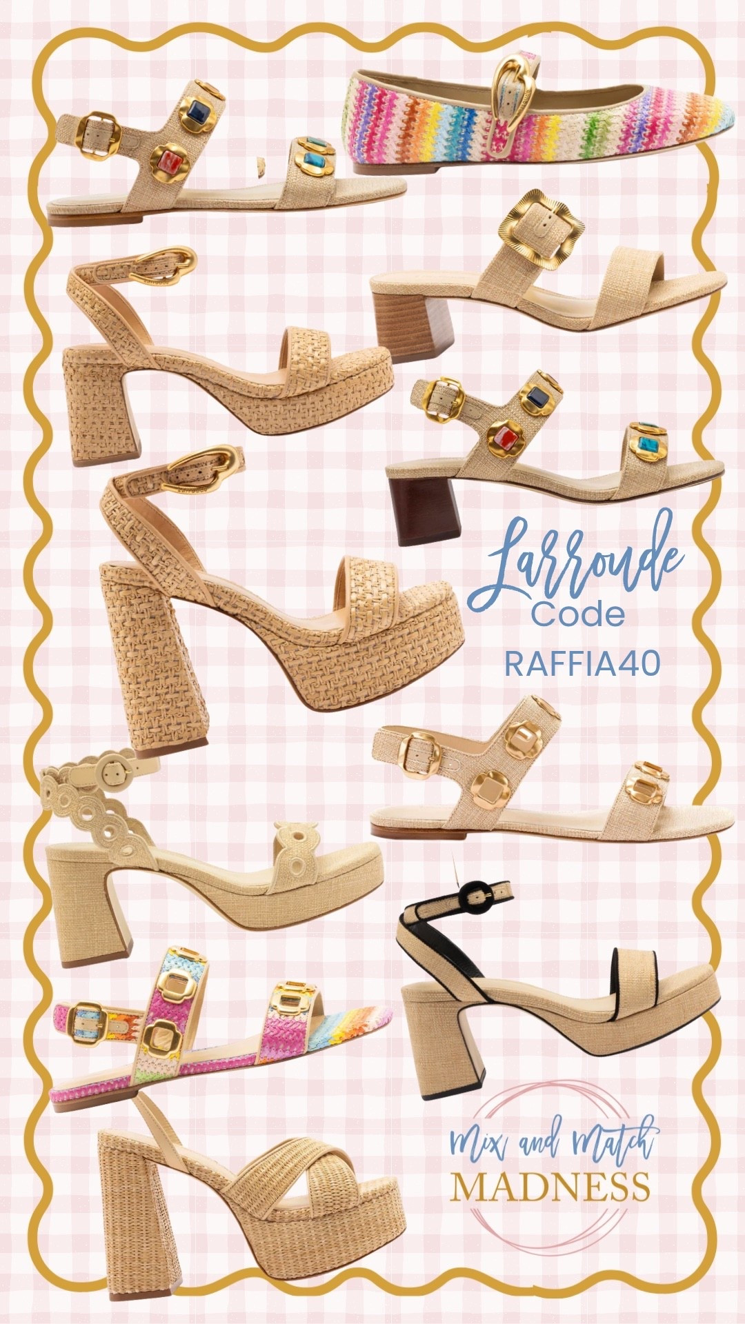 The sandals, flats, and wedges that rarely go on sale!!
Code RAFFIA40 for 40% off!! 

I wear my true size 8. They are closet keepers!!

#LTKSaleAlert #LTKdayinmylife #LTKOver40