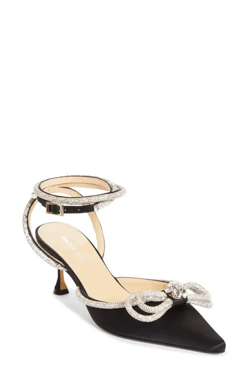 Mach & Mach Double Crystal Bow Pointed Toe Pump in Black at Nordstrom, Size 6Us | Nordstrom