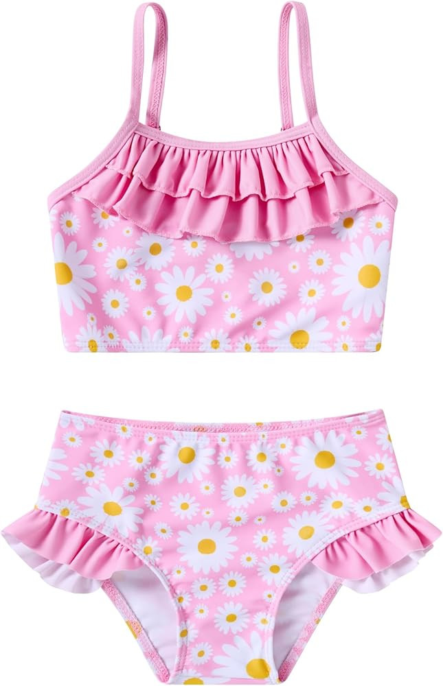Little Girls Two Piece Mermaid Bikini Set Ruffle Adjustable Summer Beach Bathing Swimsuit 3-7 Yea... | Amazon (US)