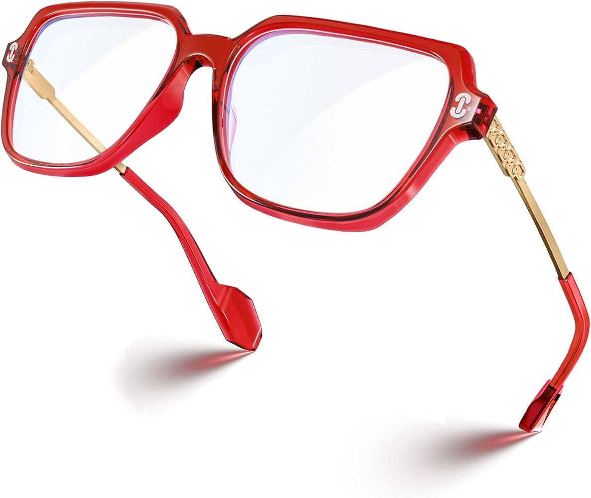 VISOONE Oversized Blue Light Blocking Glasses with Chic Square TR90 Frame and Metal Temple for Wo... | Amazon (US)