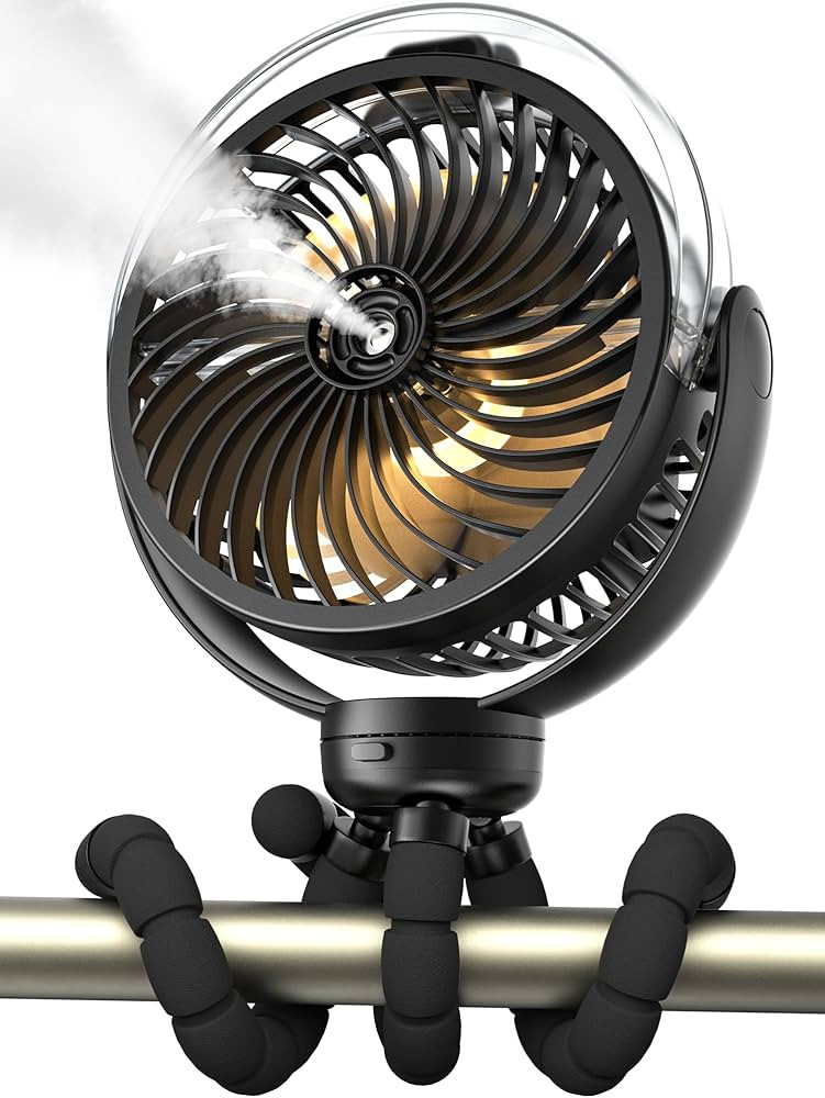 Misting Stroller Fan, 6000mAh Battery Operated Portable Fan with Light & 360° Pivoting, Personal... | Amazon (US)