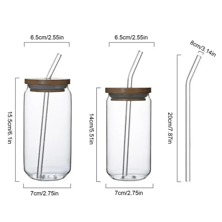 Sublimation Tumblers 16oz Glass Straight Skinny Tumbler, Clear Glass Cups Jar Mug with Splash-pro... | Walmart (US)