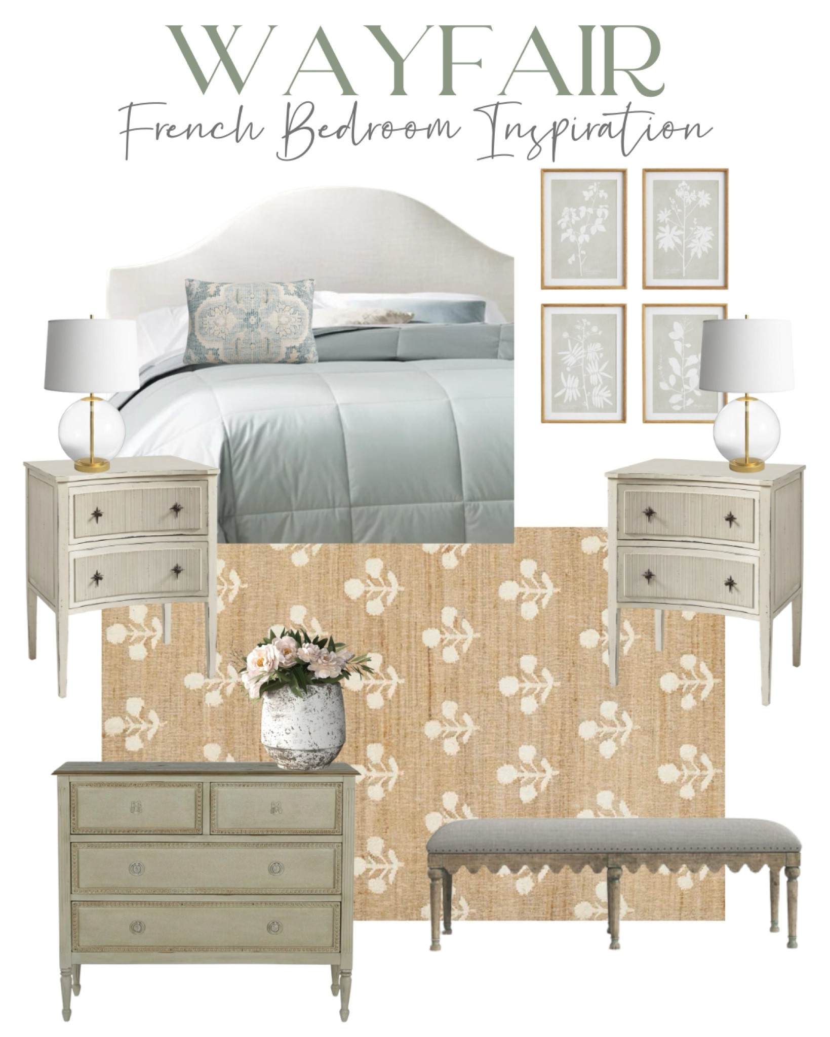 Looking to decorate a bedroom? I found all this gorgeous French-inspired furniture at @Wayfair!!

#wayfair #wayfairpartner Home decor, bedroom decor, guest bedroom, primary bedroom, headboard, bed, nightstand, dresser, area rug 

#LTKHome