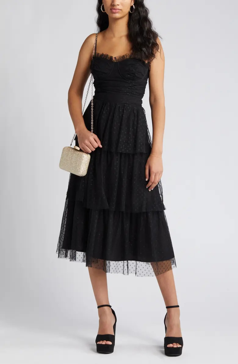 Sweetheart Clip Dot Tiered Cocktail Dress | Nordstrom
