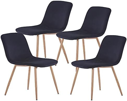 Kitchen Side Chair Black Set of 4 Velvet Dining Room Chairs with Metal Legs Modern Padded Dining Cha | Amazon (US)