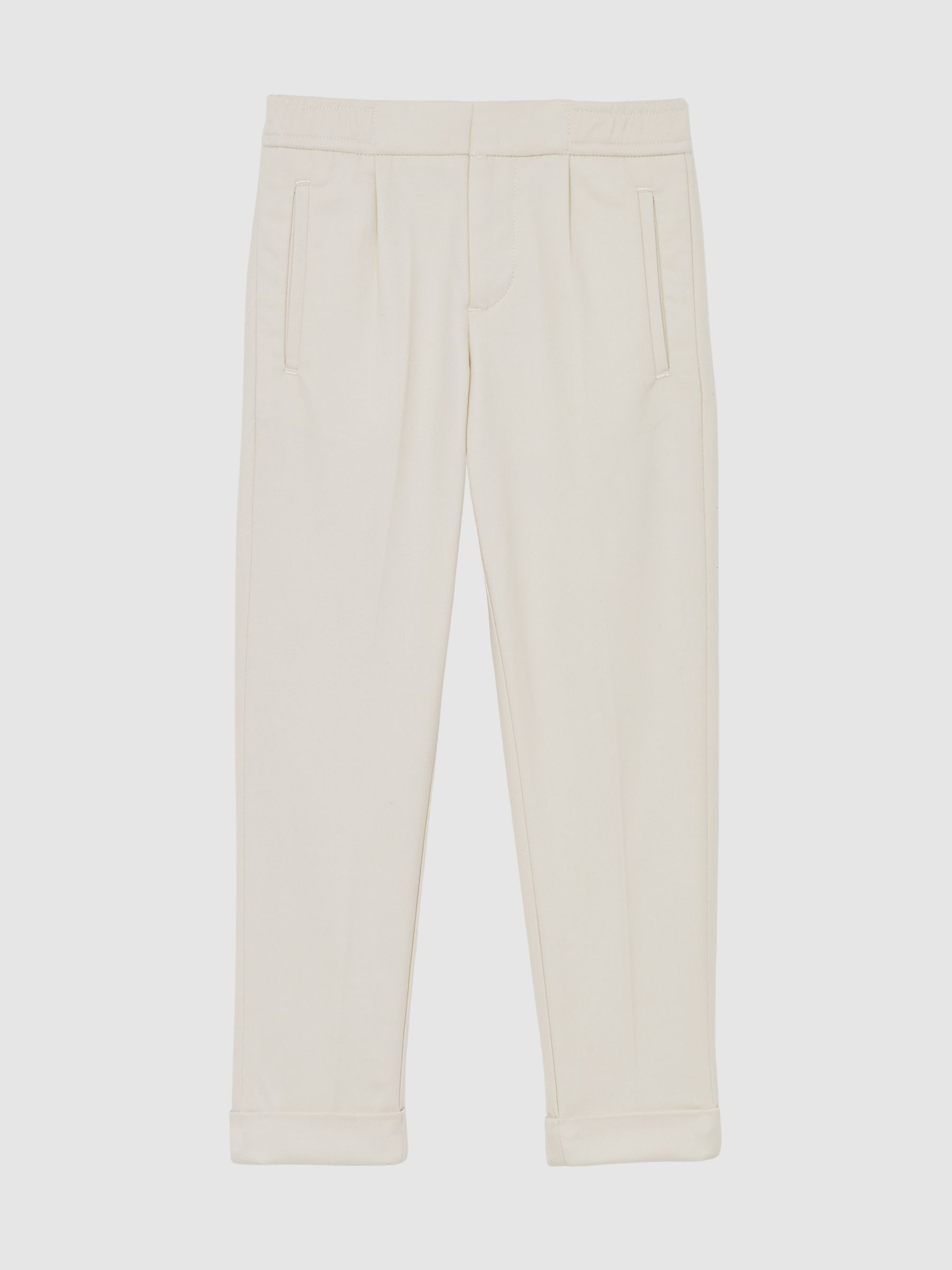 3-9 yrs Relaxed-Fit Pleated Tapered Trousers in Off White | Reiss US