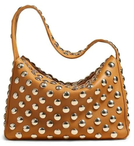 Y2k Rivet Studded Purses Shoulder Bag Punk Hobo Bags Women Cute Crescent Crossbody Purse PU Leather Evening Clutch Bag | Amazon (US)