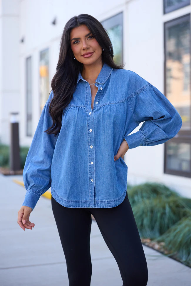 Lucky Denim Tiered Long Sleeve Top SALE | Pink Lily