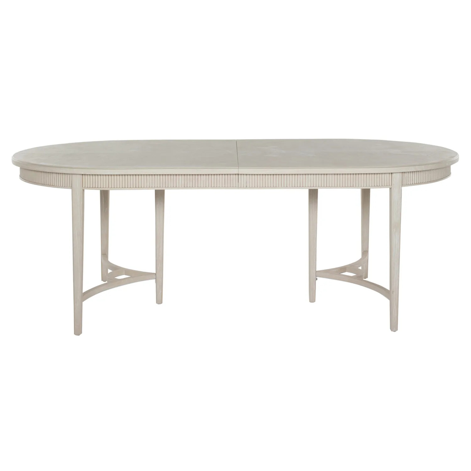 Whitlock White Wood Patterned Extendable Oval Dining Table - 86-106"W | Kathy Kuo Home