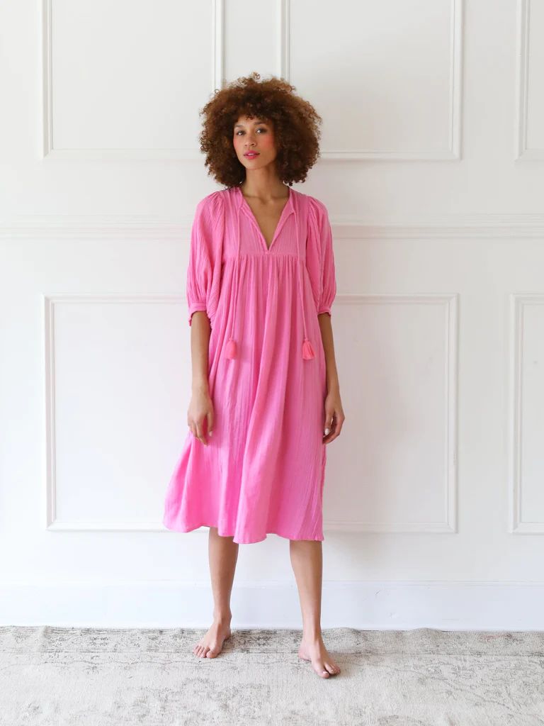 Shop Mille - Saffron Dress in Azalea Double Gauze | Mille