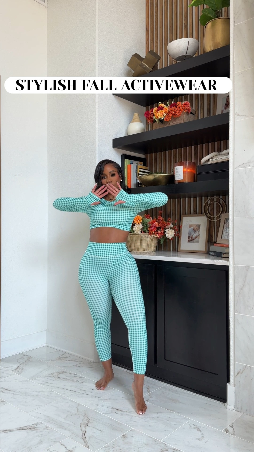 Gingham workout set with finger holes so top easily stays in place! Comes in multiple colors!

#LTKActive #LTKfitnessgoals #LTKMidsize