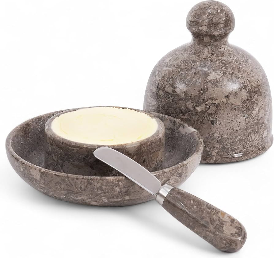 Radicaln Marble Butter Dish With Lid 6" Inches Oceanic Handmade Butter Crock For Spreadable Butte... | Amazon (US)