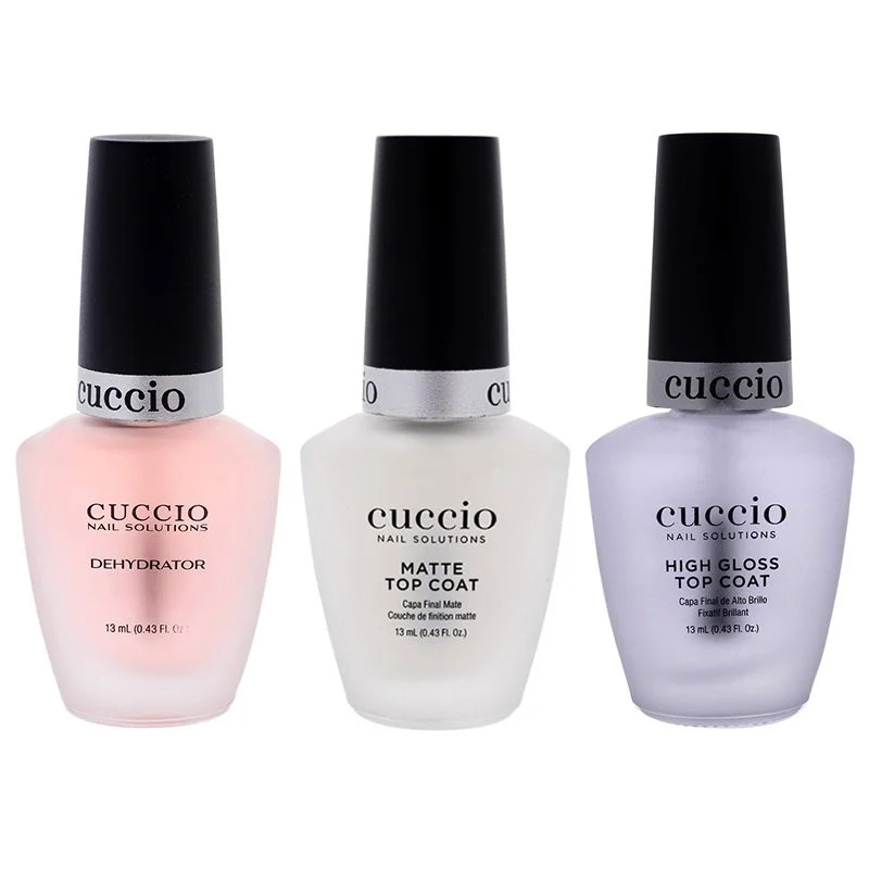 Cuccio Nail Solutions Dehydrator, Matte Top Coat, High Gloss Top Coat SET OF 3 | Walmart (US)