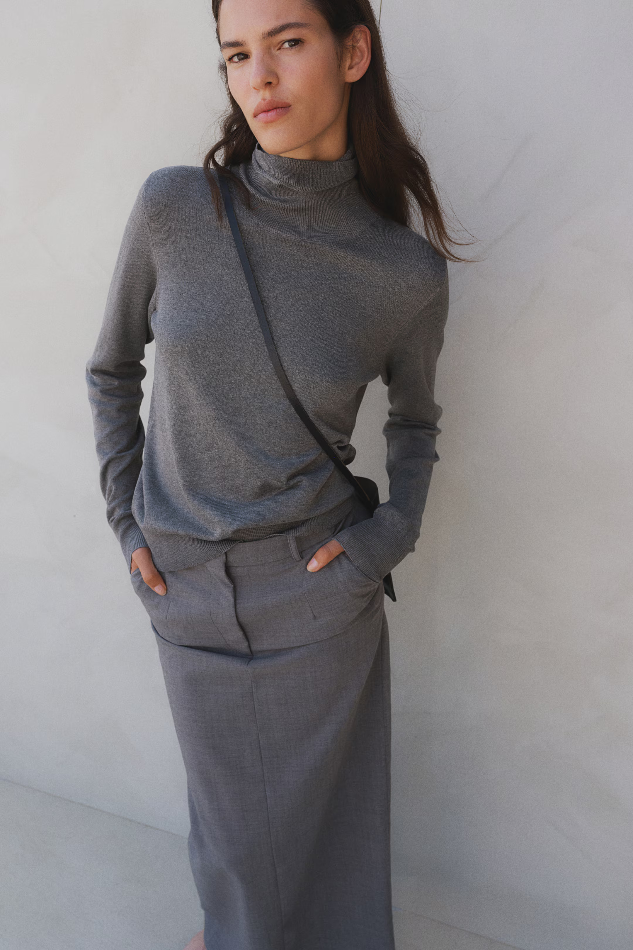 Polo-neck jumper - Grey marl - Ladies | H&M GB | H&M (UK, MY, IN, SG, PH, TW, HK)