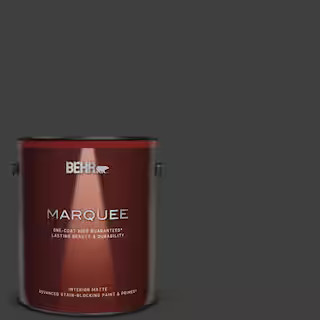 BEHR MARQUEE 1 gal. #ECC-10-2 Jet Black Matte Interior Paint & Primer 145301 - The Home Depot | The Home Depot