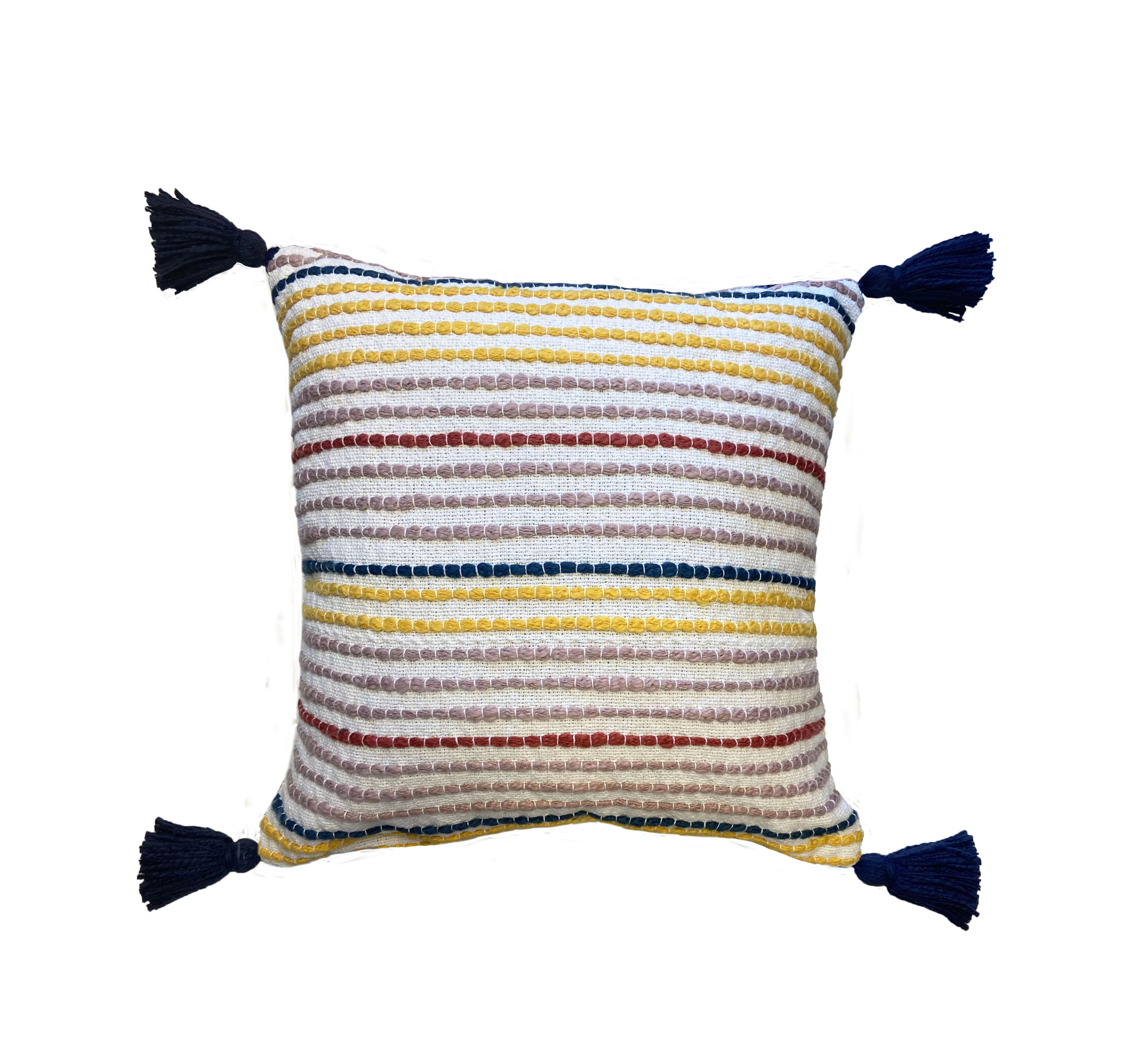 Back to School Stripe Texture Decorative Throw Pillow, Square, 16''x16'', Multi, 1pc | Walmart (US)