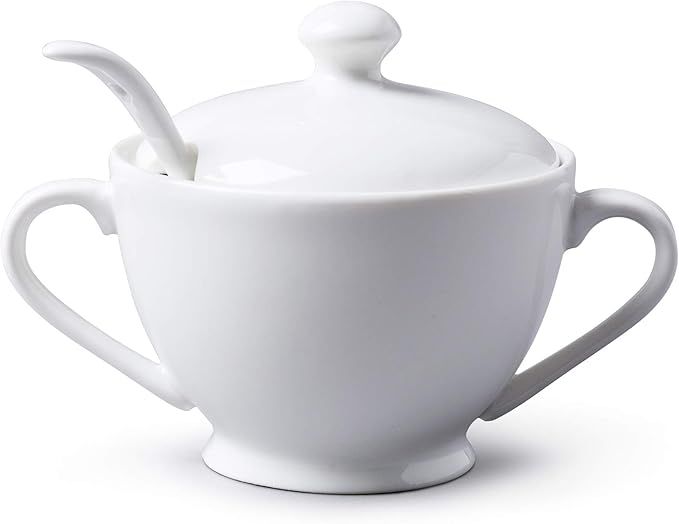 WM Bartleet & Sons 1750 Traditional Porcelain Sugar Bowl with Lid & Spoon – White | Amazon (US)