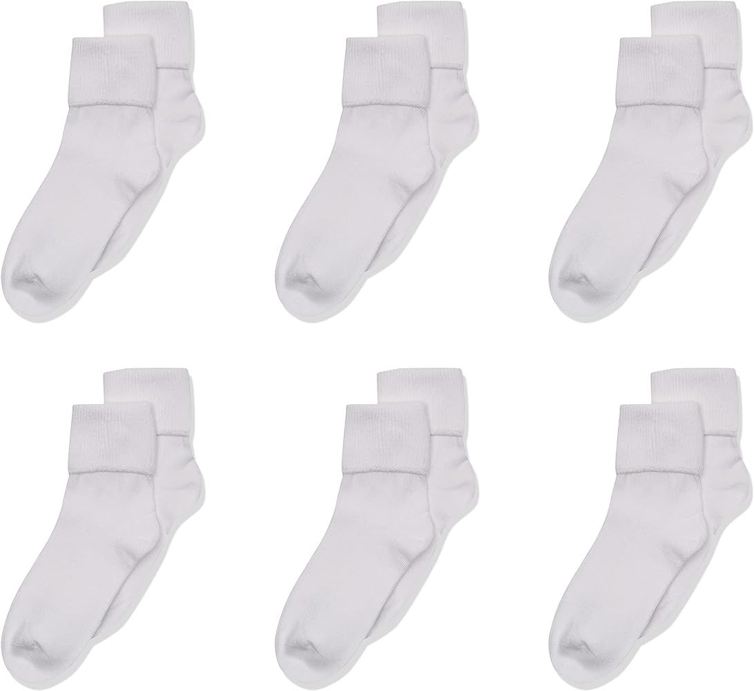 Jefferies Socks Girls 2-6X Seamless Turn Cuff 6 Pair Pack Socks | Amazon (US)