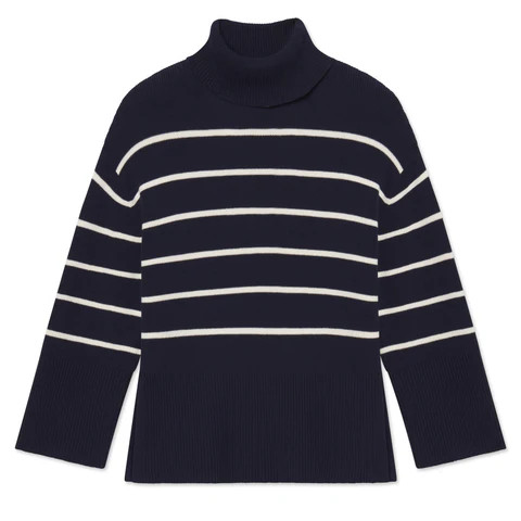 Madeline Sweater in English Navy Banker Stripe | Lake Pajamas