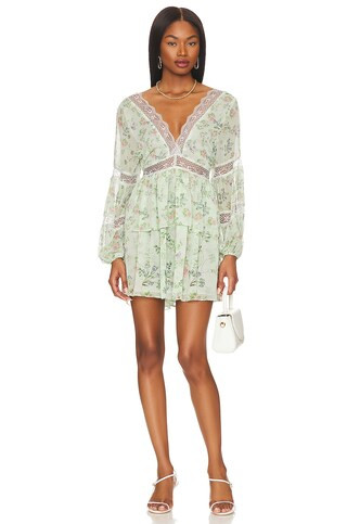 MISA Los Angeles Sia Mini Dress in Sage Botanica Mix from Revolve.com | Revolve Clothing (Global)