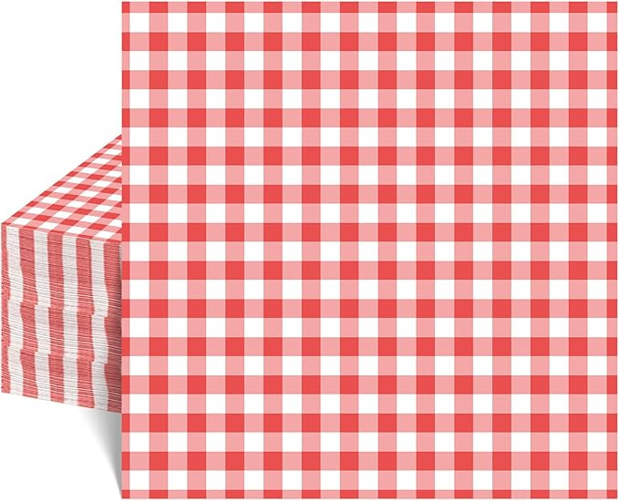 80 Pcs Red Gingham Napkins, 6.5X6.5 Inch Red and White Checkered Napkins Plaid Picnic Napkin Ging... | Amazon (US)