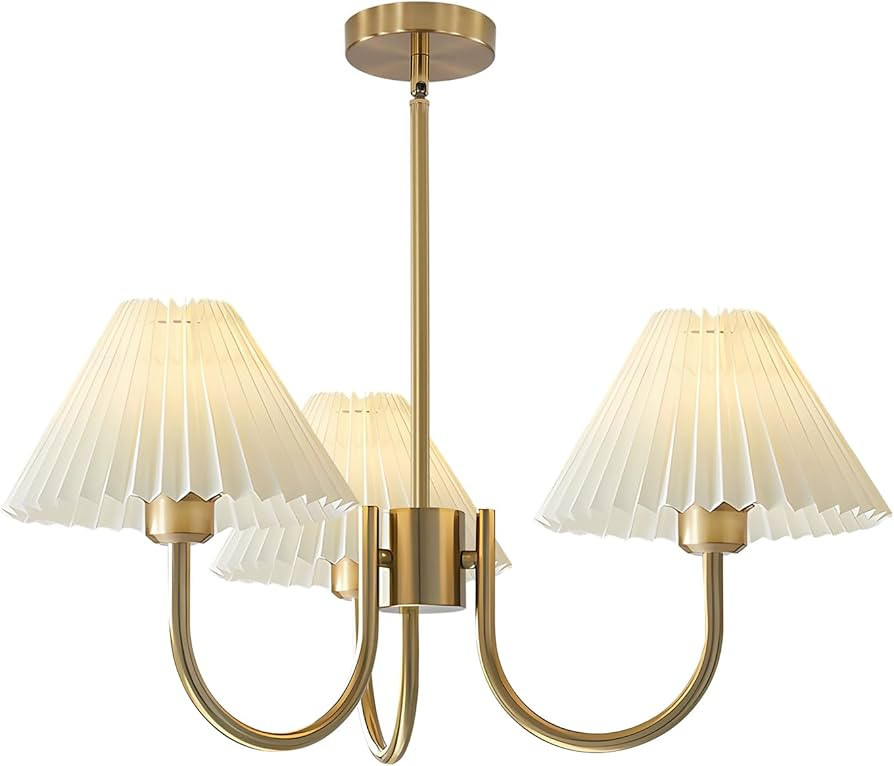 KCO Lighting 3 Light Chandelier Light Fixture Traditional Pleated Chandelier Small Vintage Entryw... | Amazon (US)