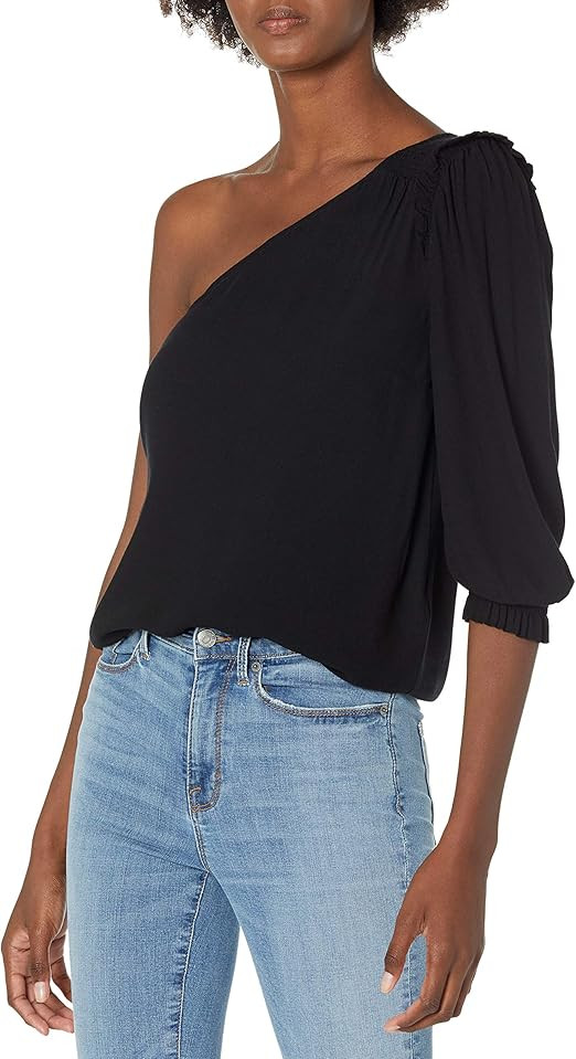 Goodthreads Women's One Shoulder Fluid Twill Woven Top | Amazon (US)