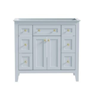 35.51 in. W x 17.83 in. D x 33.38 in. H Bath Vanity Cabinet without Top in Light Blue | The Home Depot